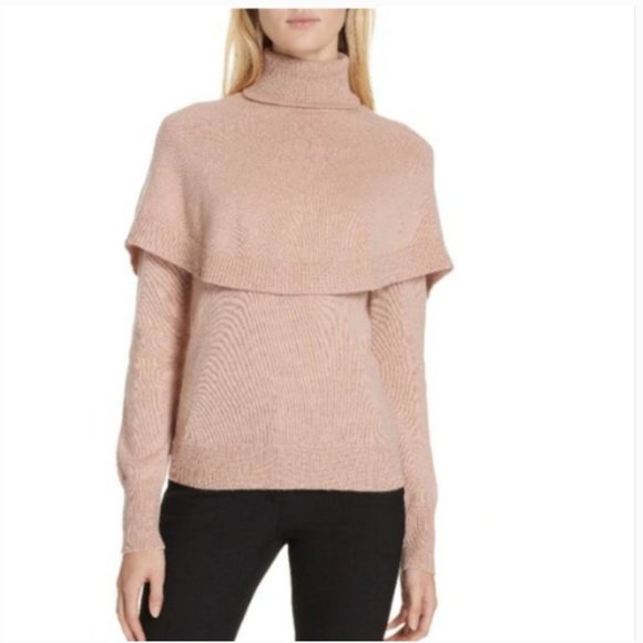 kate spade madison avenue loriot pink turtleneck capelet sweater small nwot - Picture 3 of 16